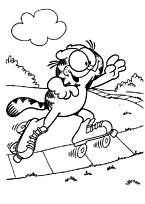 coloriage garfield fait du roller